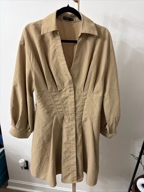 SHEIN Curve Tan Shirtdress